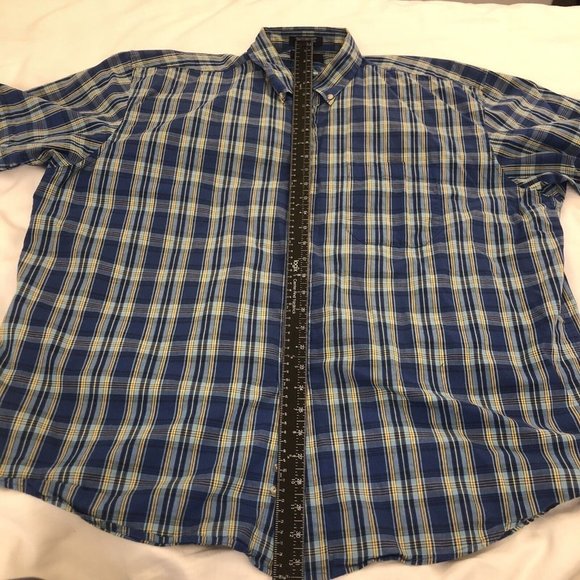 Hunt Club Size Large XL Cotton Plaid Button Up Shirt Short Sleeve Collared - Picture 8 of 9